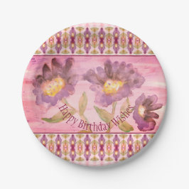 Prato De Papel Floral Rosa E Roxo