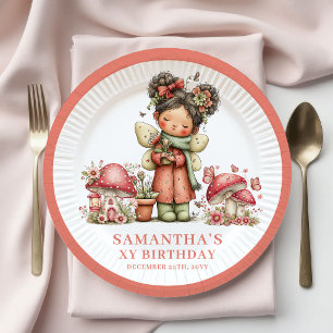 Prato de Papel Floral Rosa Fada da Harmonia 4º Ani
