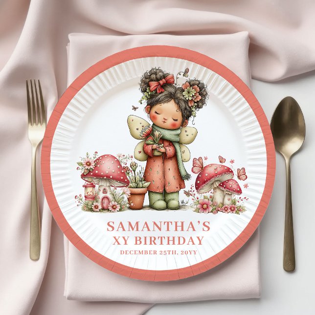 Prato de Papel Floral Rosa Fada da Harmonia 4º Ani (Harmony Fairy 4th Birthday Pink Floral Paper Plates)