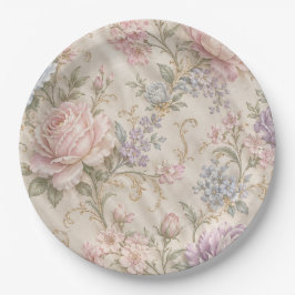 Prato De Papel Floral Rosa Peônia Rosa Chic Desgastado Vintage