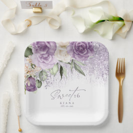 Prato De Papel Floral Sparkles Sweet Six Mauve ID912