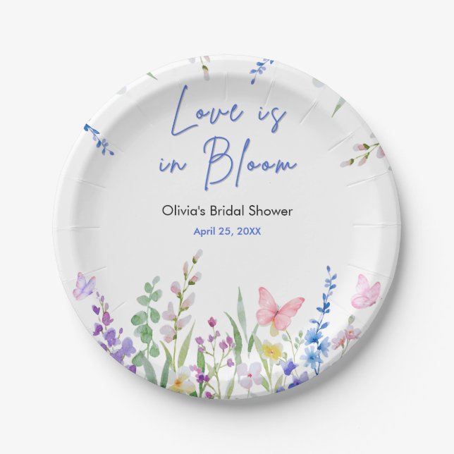 Prato De Papel Floral Spring Love is in Bloom Bridal Shower  (Frente)