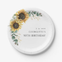 Floral Sunflower Greenery 50th Aniversário