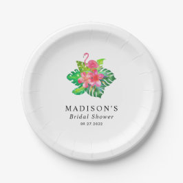 Prato De Papel Floral Tropical Flamingo Chá de panela