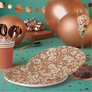 Prato De Papel Floral Vintage em Sienna Queimada