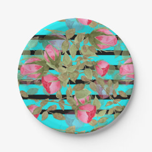 Prato De Papel Flores aquáticas sem costura rosas rosa roma flor