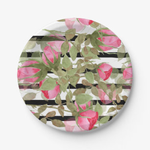 Prato De Papel Flores aquáticas sem costura rosas rosa roma flor