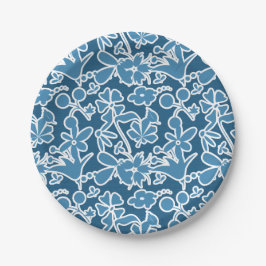 Prato De Papel Flores azules