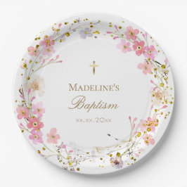 Prato De Papel flores batismo
