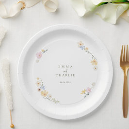 Prato De Papel flores Botânicas Boho Script casamento