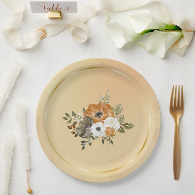 Prato De Papel Flores Brancas de Ferrugem de outono (Casamento)