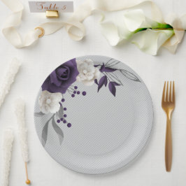 Prato De Papel flores brancas roxas poeirentas botânicas