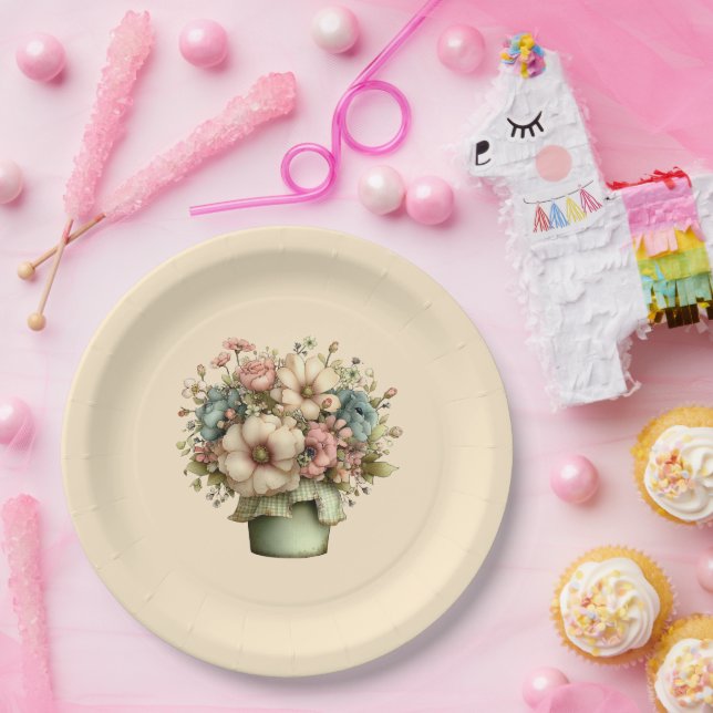 Prato De Papel Flores Caprichosas em um Vaso de Planta Cute (Festa)