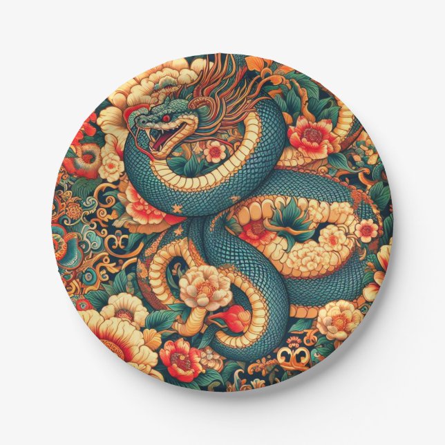 Prato De Papel Flores cobra verdes (Frente)