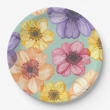 Flores de Aquarela em Placas de Papel Aqua