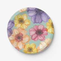 Flores de Aquarela em Placas de Papel Aqua