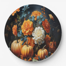 Prato De Papel Flores de Bombeiros do Halloween