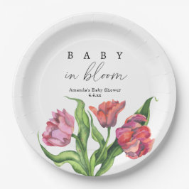 Prato De Papel Flores de buquê vermelho-aquarelas - bebê em flora