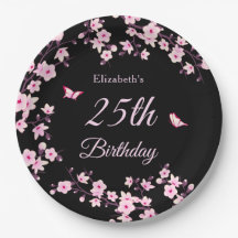 Flores de Cerejeira Rosa Preto Personalizado