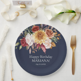 Prato De Papel Flores de folhagem de queda Marinho Festa de anive