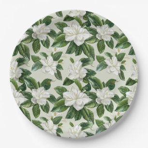 Prato De Papel Flores de gardênia brancas e bonitas em branco