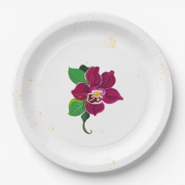 Prato De Papel flores de hibisco romântico