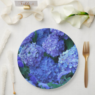 Prato De Papel Flores de Hydrangea Azul Floral