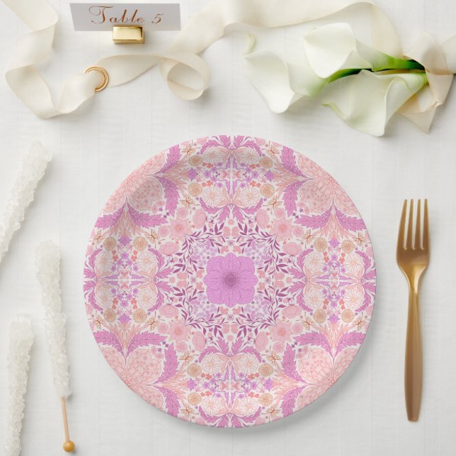 Prato De Papel Flores de jardim retrorreflectores a rosa (Casamento)