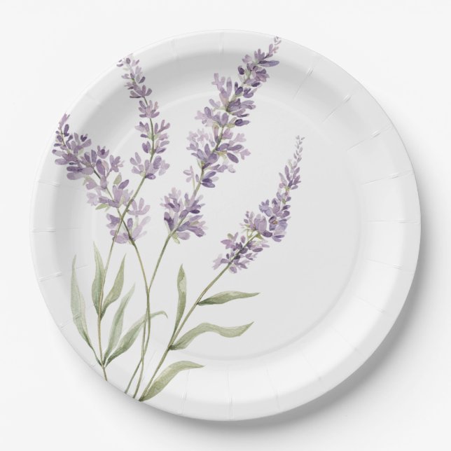 Prato De Papel Flores de Lavanda Bonitas de Aniversário (Frente)