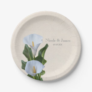 Prato De Papel Flores de Lírio Calla Floral Elegante Noiva Casame