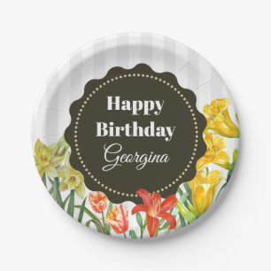 Prato De Papel Flores de Mola Amarelo-Amarelo-Laranja