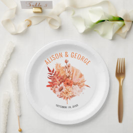 Prato De Papel Flores de outono, casamento outono de laranja de f