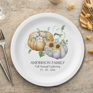 Prato De Papel Flores de Outono de Abóbora Girassol e Algodão