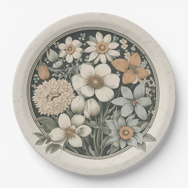 Prato De Papel Flores de primavera (Frente)