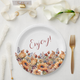 Prato De Papel Flores de Quedas de Aquarela-