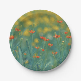 Prato De Papel Flores De Verão (Campo Floral) (Flores Vermelhas)