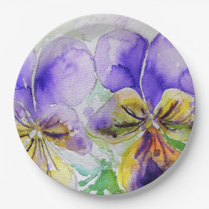 Prato De Papel Flores de Viola Roxas - Placa de Papel