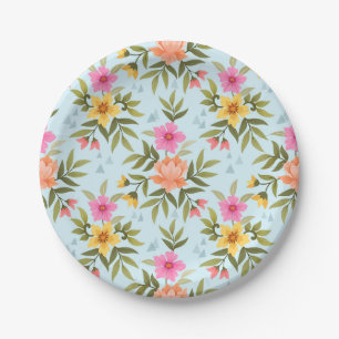 Prato De Papel Flores Desenhadas à Mão Coloridas