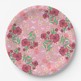 Prato de Papel Flores e joaninhas