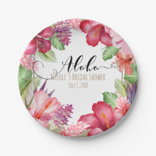 Prato De Papel Flores Exóticas Tropicais Elegante Aloha Havaiano
