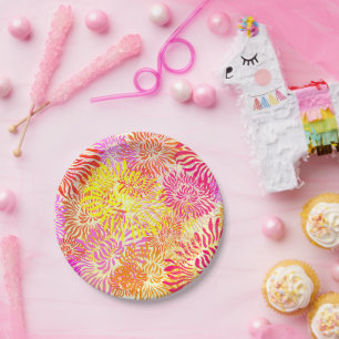 Prato De Papel Flores Florais Brilhantes Impressão