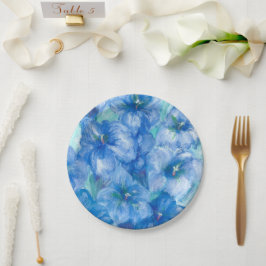 Prato De Papel Flores Gentianas Azuis