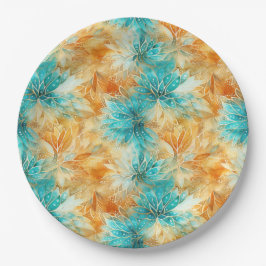 Prato De Papel Flores Laranja De Turquesa Chic