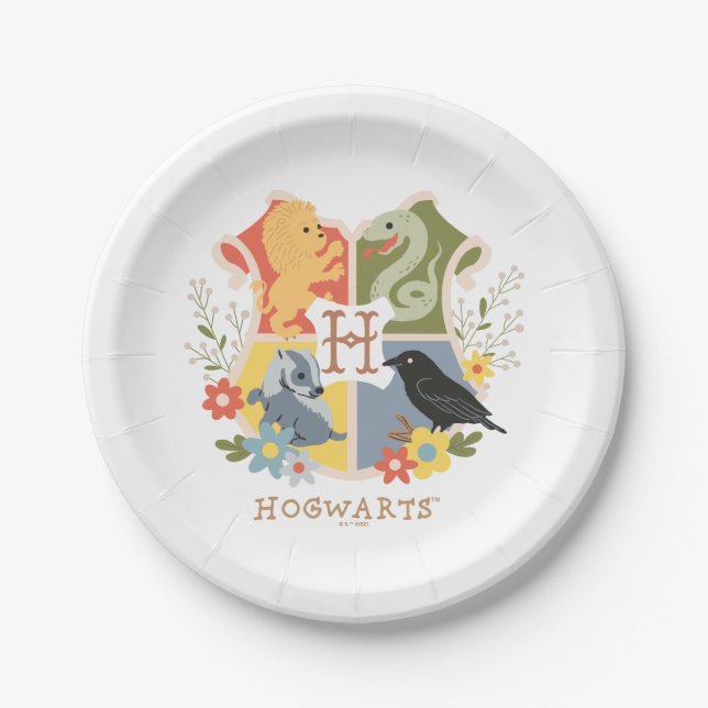 Prato De Papel Flores Mágicas Brasão HOGWARTS™ (Frente)