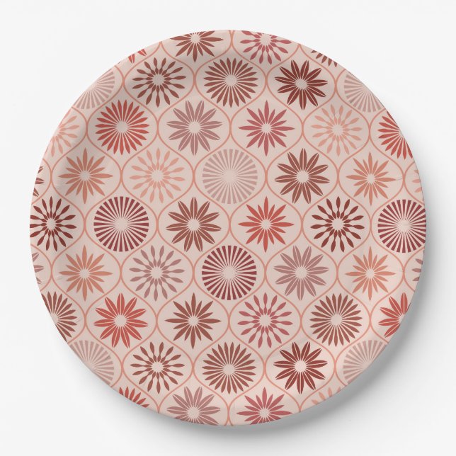 Prato De Papel Flores Ogee Boho (Frente)