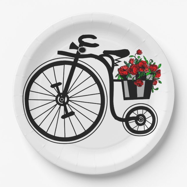 Prato De Papel Flores Românticas Chapas de Papel Bike (Frente)