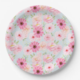 Prato De Papel Flores Rosa