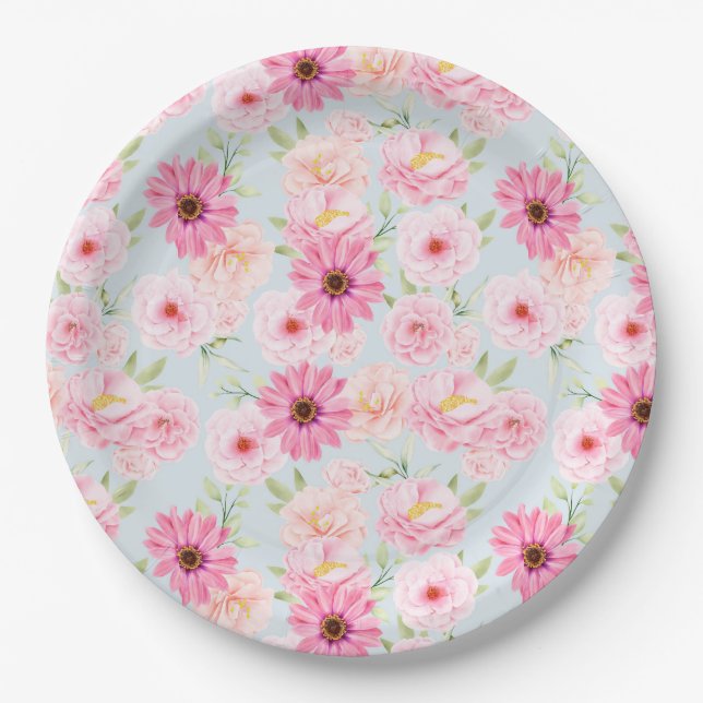 Prato De Papel Flores Rosa (Frente)