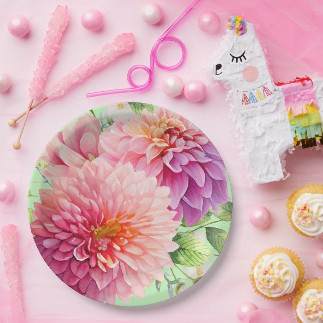 Prato De Papel Flores Rosa Dahlia (Festa)