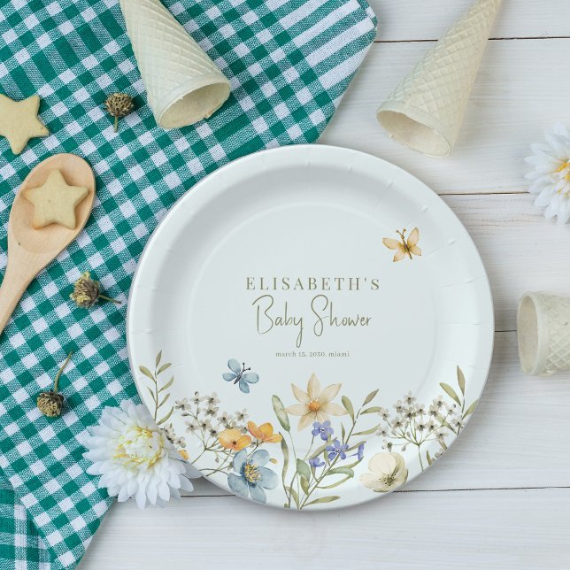 Prato De Papel Flores selvagens boho primavera chá de fraldas per (Criador carregado)